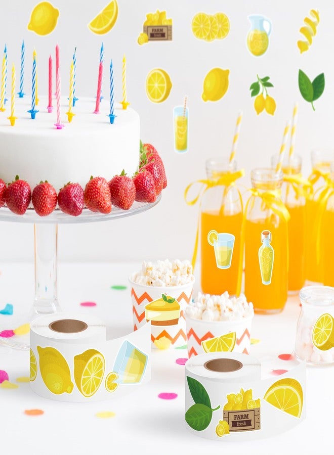 A1diee Yellow Lemon Sticker Roll- 1000Pcs Spring Summer Clementine Fruit Waterproof Aesthetic Decals for Scrapbook Crafts Laptop Party Supplies Favors Windows Water Bottle Home Decor Guiatr Birthday - Image 5